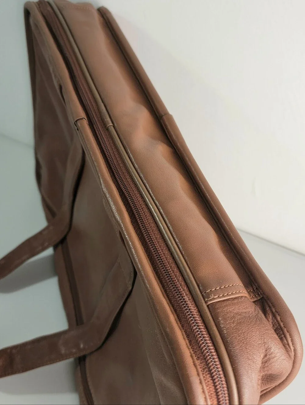Giorgio Bernini Expandable Messenger Bag Brown Leather Laptop Briefcase-Dust Bag